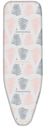 Ironing Board Covers 110 x 35cm Padded Pink Grey Bungee Elasticated, Resists Scorching and Easy Fit Mini & Portable Ironing Boards Cover
