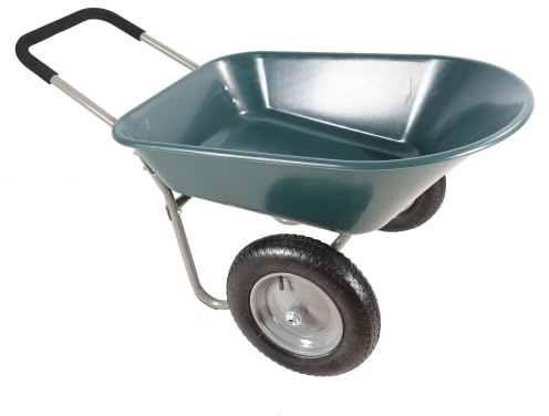 【LuckyNote】 Wheel Barrow Two Wheeled Trolley for Green Garden 15 inch Pneumatic Wheel 57.87 x 28.35 x 26 Net Weight: 22 pounds Gross Weight: 26.5 pounds