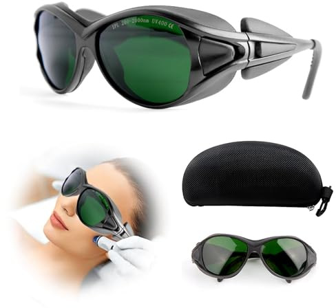 Gipnva Schutzbrille Rotlichtlampe,laserschutzbrille haarentfernung laser（IPL 200-2000nm UV）（Grün）