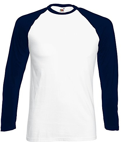 Fruit of the Loom T-shirt de baseball à manches longues - Bleu - Large