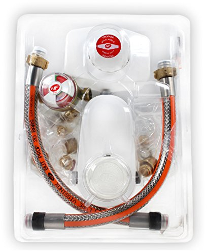 Favex - Kit raccordement gaz - Kit Propane bi-bouteille - Lyres inox 35cm - 4.0kg/h - 37mbar