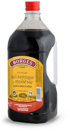 Borges - Vinagre Balsámico de Módena - Con denominación de Origen I.G.P. - Sin Azúcares añadidos - Ideal para ensaladas, pescados, carnes y verduras - Botella 2L.