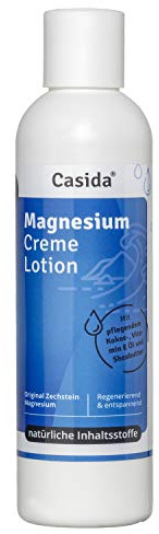 Casida Magnesium Creme Lotion 200 ml mit originalem Zechstein-Magnesium - Hochkonzentrierte Creme Lotion mit reinem Zechstein Magnesiumchlorid zur Hautpflege, Beruhigung der Beine und erholsame Nacht