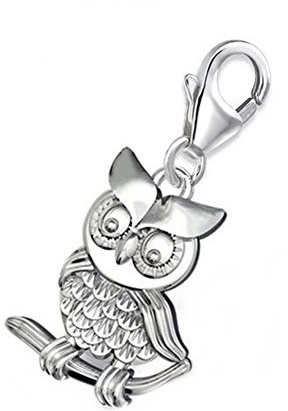 Goldene Hufeisen Eule Karabiner Charm-Anhänger für Bettelarmband oder Kette 925 Sterling Silber