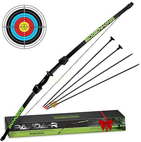 Bogenkönig Sicheres & Spaß Kinder Pfeil und Bogen Set - 6,8kg Zugkraft - Outdoor Abenteuer mit Kinderbogen Set mit Zielscheibe für Saugnapf und Pfeil mit Spitze - Kinder Bogenschießen Set ab 6 Jahre