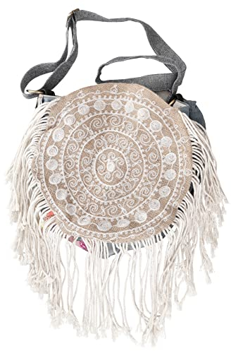 GURU SHOP Boho Schultertasche, Hippie Tasche, Upcycling - Modell 2, Unisex - Erwachsene, Baumwolle, 33x33x30 cm
