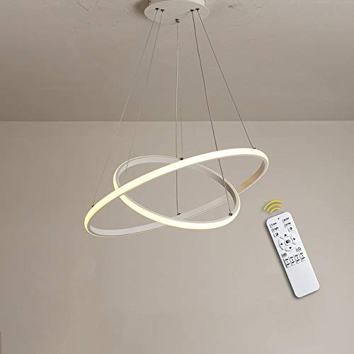 GaoHX 28W LED Pendelleuchte Moderne Esstisch Lampe 2-Ring Hängeleuchte LED Dimmbar Hängelampe Deckenleuchte Lüster für Esszimmer Wohnzimmer Schlafzimmer Höhenverstehbar Kronleuchter, ∅40+20cm