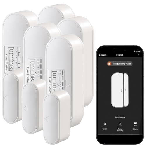 Luminea Home Control Türkontaktschalter WLAN: 5er-Set WLAN-Tür- & Fensteralarm mit App, für Alexa & Google Assistant (Fenster-Alarmanlagen mit Apps, Einbruchmeldeanlage)