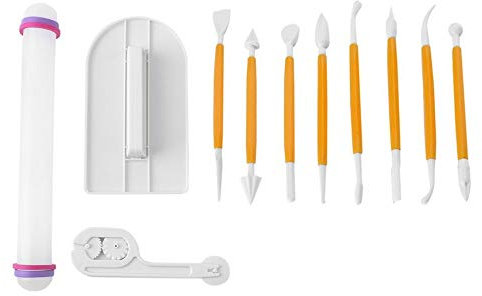 Fondant Cake Decoration Tool Set Cake Cutter Roller Smoother Pin Sugarcraft Icing Decorating Flower 11 Count