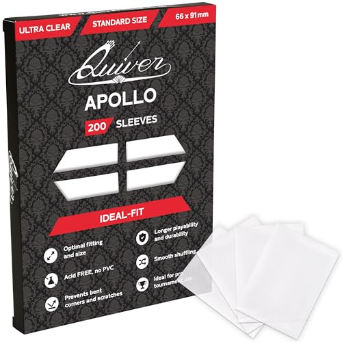 Quiver Time 200 Apollo Standard Clear Card Sleeves fits Magic: the Gathering Cards and Other TCG Cards - Ultra Transparent Trading Card Sleeve, Card Protector Sleeves (66 x 91 mm)