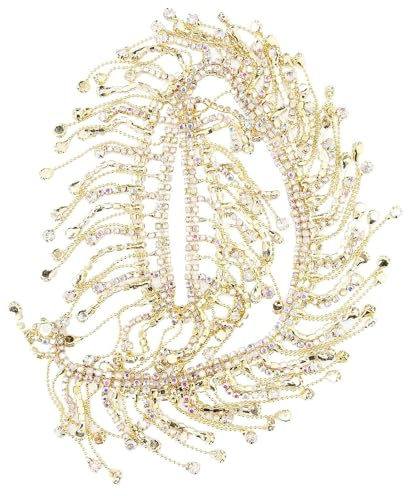 Kristall Strass Fransen Trim Kette Schneidbare Strass Quaste Kette Fransen Braut Applique Trim Kristall Kleidung Tasche Dekoration Für Stoff Tasche Schuhe Stoff(Gold)