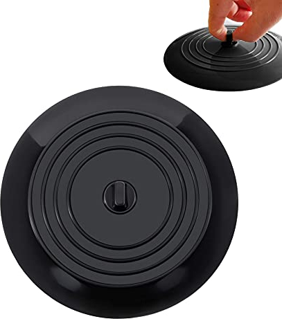 JeoPoom Tapón de Bañera Tapones de Drenaje de Silicona, Universal Tapones Fregadero 15 cm para Cocina, Baño y Lavaderos(Negro)