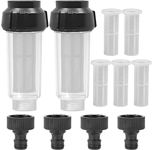 Hlimior Garden Hose Filter, 2 Pack Water Pre-Filter Accessory for Kärcher K2 - K7 Pressure Washers, Motorhome & Garden Pump, with 5 Spare Mesh Inserts