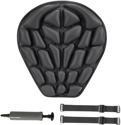 JFT Motorcycle Seat Cushion Inflatable Pad, Pressure Relief Ride Motorcycle Air Cushion Cover Large for Cruiser Touring Saddles Compatible with Harley Davidson Motorcycle (Standard-Black)