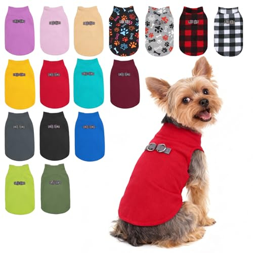 BEAUTYZOO Hundepullover Fleece Weste Hund Kleidung Winter Warme Hundeweste für Kleine Hunde Weicher Fleece Hundejacke mit D-Ring Pullover für Mittel Großen Hund, Weihnachtspullover