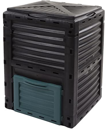 Miskall Cubo de compostaje, Cubo de compostaje Compostador Capacidad 300L Cubierta Superior con bisagras con ventilación para jardín de Cocina