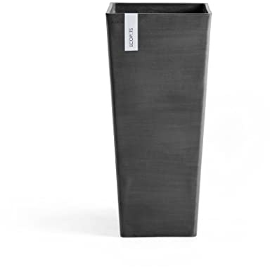 Ecopots Blumentopf Rotterdam Dunkel Grau - 32 x 32 cm, 70 cm extra hoch - quadratisch groß - Pflanzentopf aus Recycling Kunststoff - Übertopf modern für Indoor und Outdoor