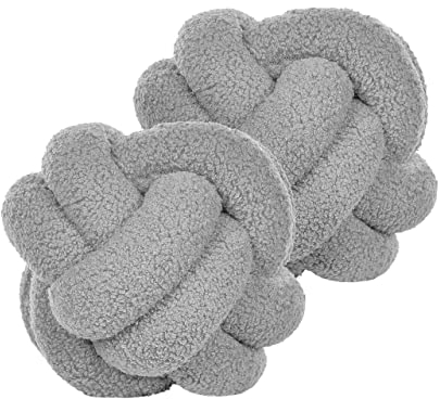 Beliani Set aus 2 modernen Boucle Deko Knoten Kissen Grau 19 x 19 cm Malni