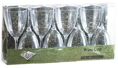 Decor Decorline - 96 x Gobelets à vin en Plastique Rigide de Qualité Supérieure des Verres à Vin - Transparent - Réutilisables pour les Mariages et Fêtes, 200 ml - Réutilisables et Stables