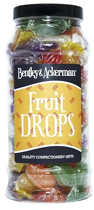Fruit Drops Sweets - (440g) Original Retro Fruit Drops Sweets Gift Jar By Bentley & Ackerman's Sweet Shop.