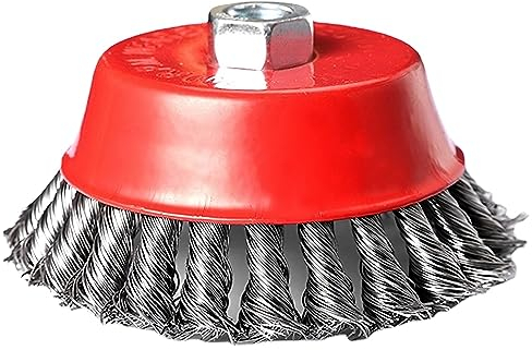 Retoo Spazzola a Tazza, Diametro 125 mm, Filo di Acciaio, Spazzola Metallica al Trapano, Smerigliatrici, Senza Ruggine, Utensile per Metallo, Rimozione Della Ruggine, Rosso