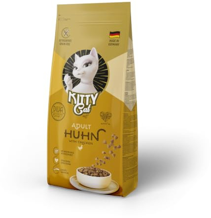 KITTY Cat Huhn Adult, 3 x 3 kg, Trockenfutter mit hohem Fleischanteil für ausgewachsene Katzen, getreidefreies Katzenfutter mit Taurin und Lachsöl, Made in Germany | Trockenfutter für Katzen, Alleinfuttermittel, Getreidefrei, mit Taurin und Lachsöl, Made in Germany