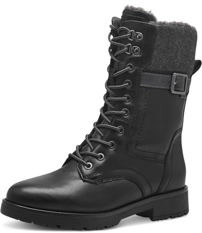 Jana Damen Winterstiefeletten zum Schnüren mit Schnalle Vegan, Schwarz (Schwarz), 42 EU