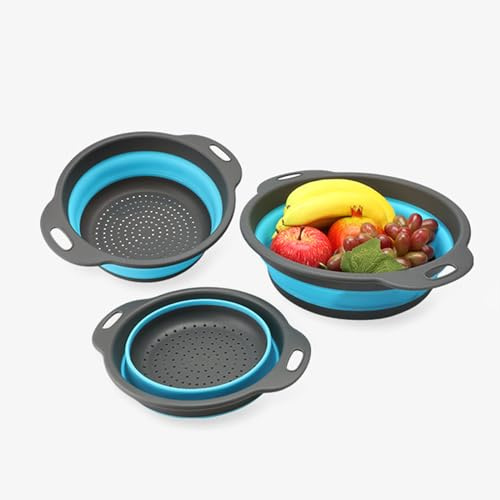 NCONCO Scolapasta ovale pieghevole, 3 pezzi, cestino di scarico per frutta e verdura, comodo e facile da usare, salvaspazio, pieghevole, per scolare pasta, frutta, verdura, 3083671/120424BJVCCY