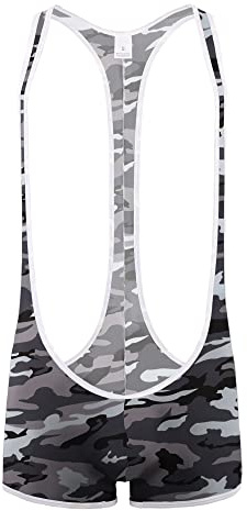 YOOBNG Men's Shapewear Wrestling Singlets Bodysuit Slim Fit Active Leotard Underwear Camo Wrestling Boxer Singlet