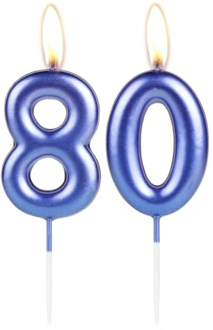 Funkelnde dunkelblaue Zahlenkerze zum 80. Geburtstag, Perlblau, Zahl 80, Kuchenkerze, Geburtstagskuchenaufsatz, Cupcake-Dekoration, Mädchen, Jungen, Hochzeitstag