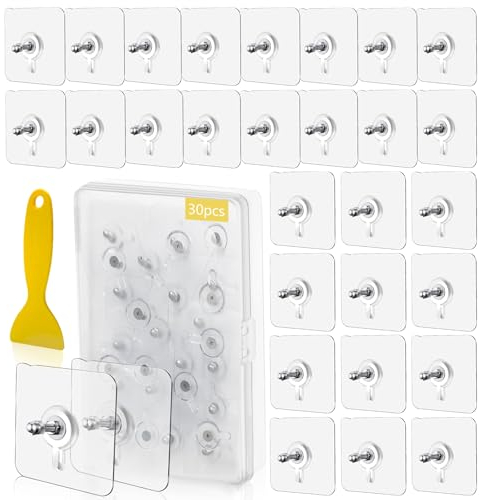 yuejuhe 30 Stück Klebeschrauben ohne Bohren, Klebe Schrauben Transparent, Selbstklebende Schraubstange Wandbefestigung für Badezimmer Duschraum Küche Abstellraum
