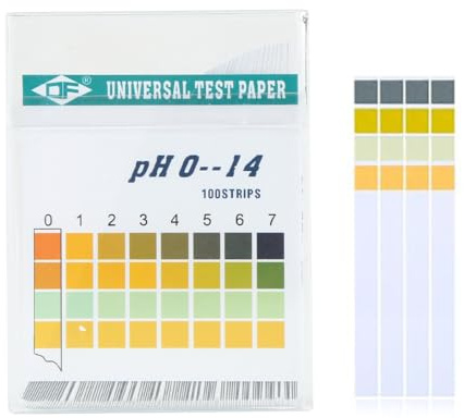 pH Teststreifen 100 Stck., Lackmus Testpapier, Messbereich 0-14, Indikator Universalpapier, Säuretest für Aquarien, Trinkwasser