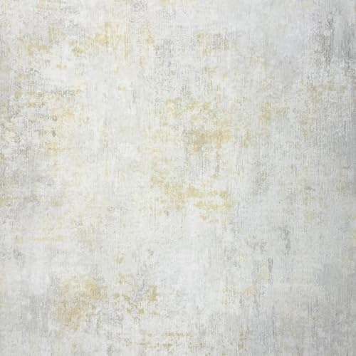 World of Wallpaper Industrial Concrete Texture, Grey/Gold (AF0026) | Easy to apply wallcovering, Metallic, Lightly Textured, Distressed, Bedroom, Living & Dining Rooms (10.05m x 53cm roll)