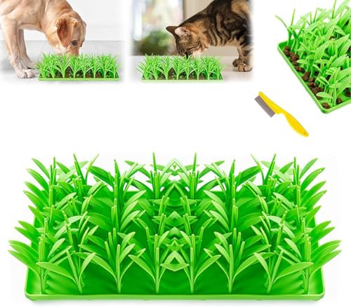 Grasmatte für Katzen, Silikon Schnüffelmatte für Hunde Katzen, Katzenfuttermatte, Interaktive Katzengrasmatte Futterspielzeug, Nasenarbeit Training Futterpad Futterspiel, Katzengrasmatte für