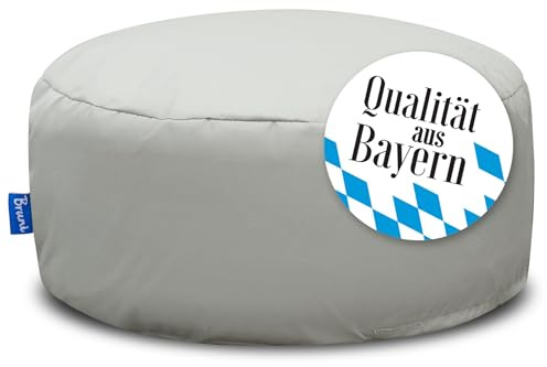Bruni Pouf Sittpall M i stengrå – rund sittpuff, inomhus och utomhus lämplig som fotpall, yogasittkudde, meditationskudde, tillverkad i Tyskland