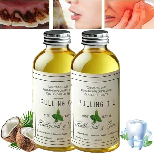 Aceite de coco orgánico puro, 4 onzas, sabor a menta, aceite de extracción de cocofresha, aceite de tracción totalmente natural, potente aceite orgánico de coco y menta, cuidado bucal suave y eficaz,