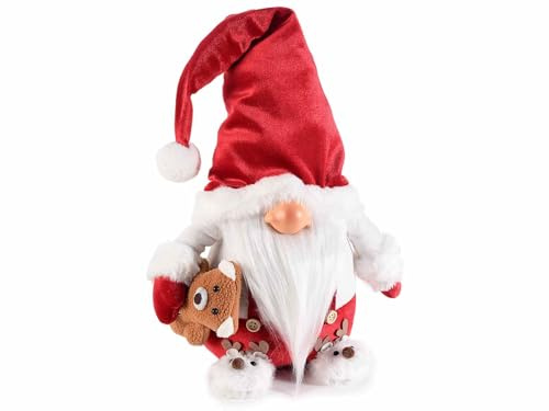 Gruppo Maruccia - Babbo Natale in Stoffa Imbottita - con Pantofole e Orsetto - Addobbo per Casa, Negozi, Vetrine - Idea Regalo