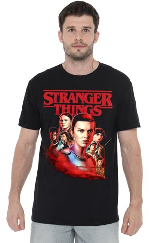 Stranger Things – Hawkins hjältar affisch unisex t-shirt, svart, liten, Svart, S