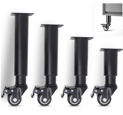 pingping1991 4 Pcs Furniture Adjustable Legs,Cabinet Legs Replacement Support Leg Part with Swivel Caster Wheels Chair Couch Feet for Cabinet Sofa Coffee Table