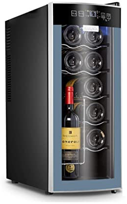 IUBGFTO Enfriador de vinos Gabinete para vinos Barra de Hielo para el hogar Refrigerador de Oficina Refrigerador para vinos Refrigerador de una Sola Puerta (Gris 25 * 50 * 63,5 cm)