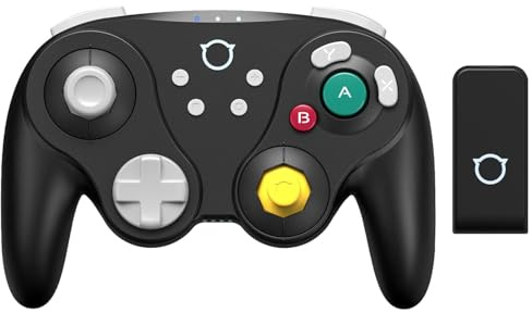 NYXI Warrior GameCube Controller - Wireless Switch Pro Controller mit Hall-Effekt Joysticks, Mechanischen A/B/X/Y Tasten, HD Rumble, 6-Achsen Gyroskop & Programmierbar für Switch/NGC/Wii/PC Schwarz