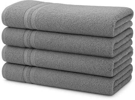 Julido Handtuch Set – 4er Pack Handtücher 50x100 cm –100% Baumwolle – Weich, Saugfähig, Langlebig – Schnell Trocknend – Für Bad, Fitnessstudio, Spa, Tägliche Nutzung – Anthrazit–Oeko-TEX Zertifiziert