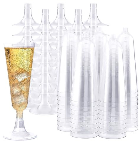 Beherdin 50 Stück Sektgläser Plastik - 160 ml Champagnergläser Transparent, Wiederverwendbare Kunststoff Cocktailgläser, Sektgläser für Hochzeit, Geburtstag, Party & Events