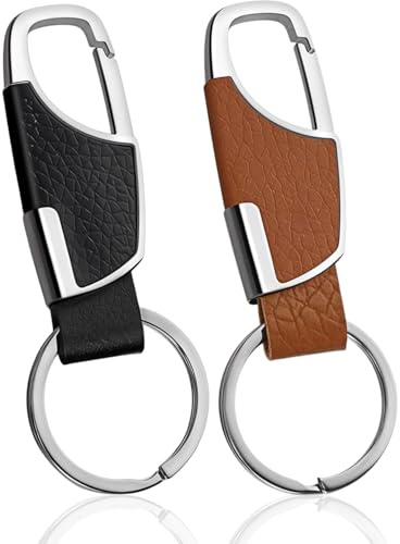 JUKOTA 2 Pièces Pendentif clé de voiture,Mousqueton Porte Clé Porte Clef Mousquetons en Métal Porte-Clés Homme pour Accrocher dans Le Sac à Dos, Clés de Voiture