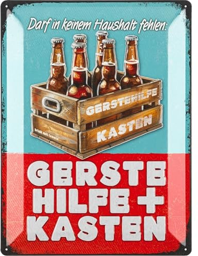 LANOLU XXL Retro Blechschild Bier- lustige Schilder mit Sprüchen Bar Dekoration für Partykeller, Kneipen Bardeko für Stammtisch, Geschenkidee für Papa zum Vatertag, vintage Metallschild 30x40cm