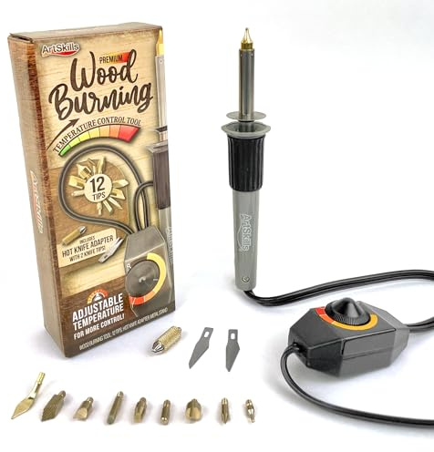 ArtSkills Kit di strumenti per bruciare il legno per adulti, ragazzi e principianti, kit completo da 16 pezzi con penna a temperatura regolabile, 12 punte, adattatore coltello caldo, incisore per