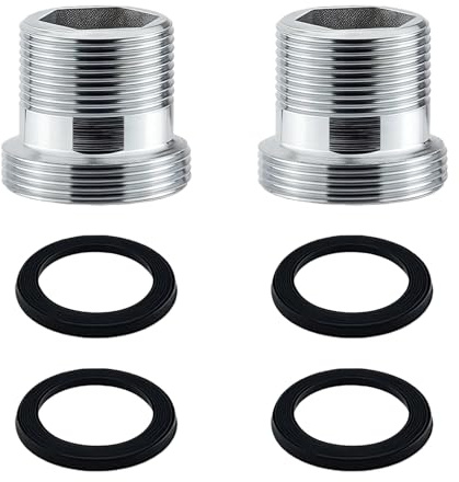 KLINNA 2 adaptadores de grifo M18 a M22, rosca exterior, conector de agua, adaptador de rosca de latón con junta de goma para filtro de agua, aireador, manguera de jardín, metal