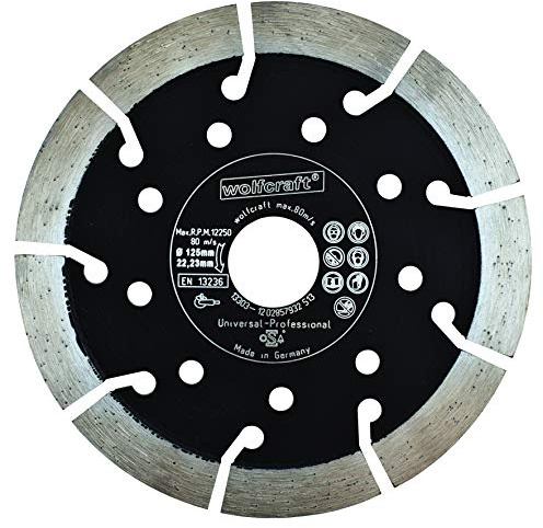 wolfcraft Diamant-Trennscheibe – Zum Trennen von Beton, Stein, Granit uvm. – Für alle gängigen Winkelschleifer – Ø 125mm, 8373000