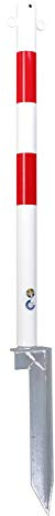 Crash Stop 10-20 Absperrpfosten aus verzinktem Stahl mit Ösen, Reflektierende Folie und Bodenhülse, rot/weiß, 60 mm Durchmesser, 1000 mm Höhe