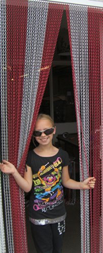 'RED/Silver' Coloured- Premium Aluminium Chain Blind/Screen Blind/Insect Screen/Chain Screen/Fly Screen/Strip Blind/Bug Blind- 90cm Wide